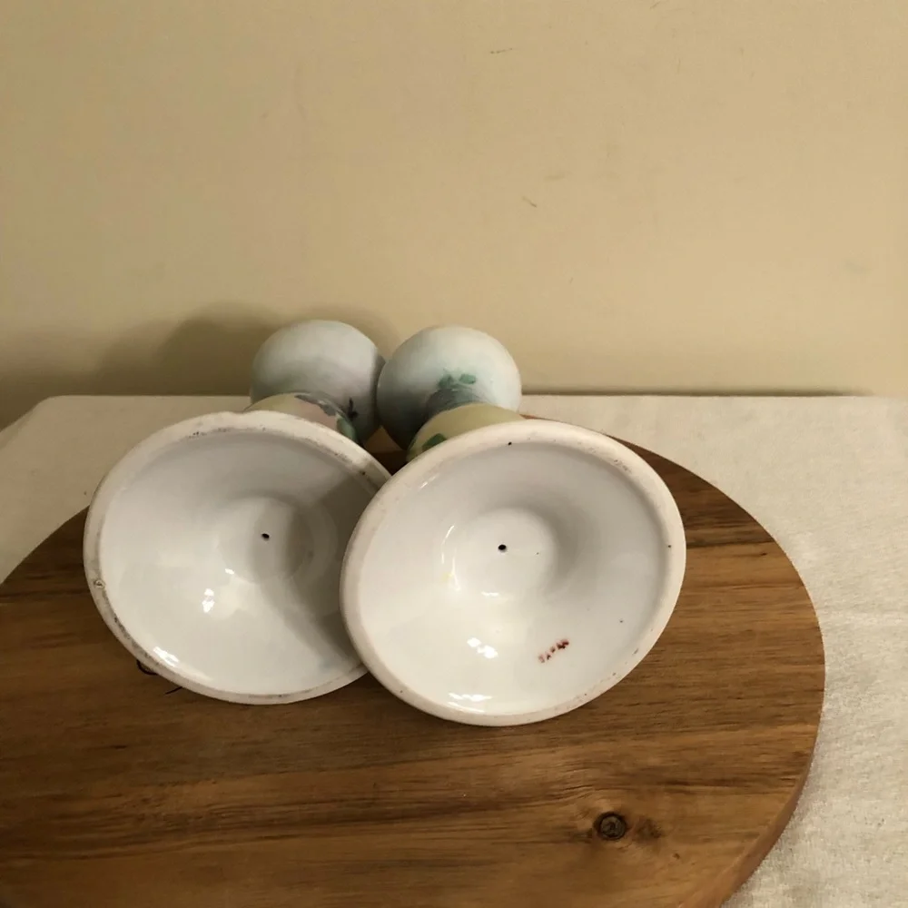 Pair Hand-Painted Ceramic Candle Holders - Picture 4 of 6